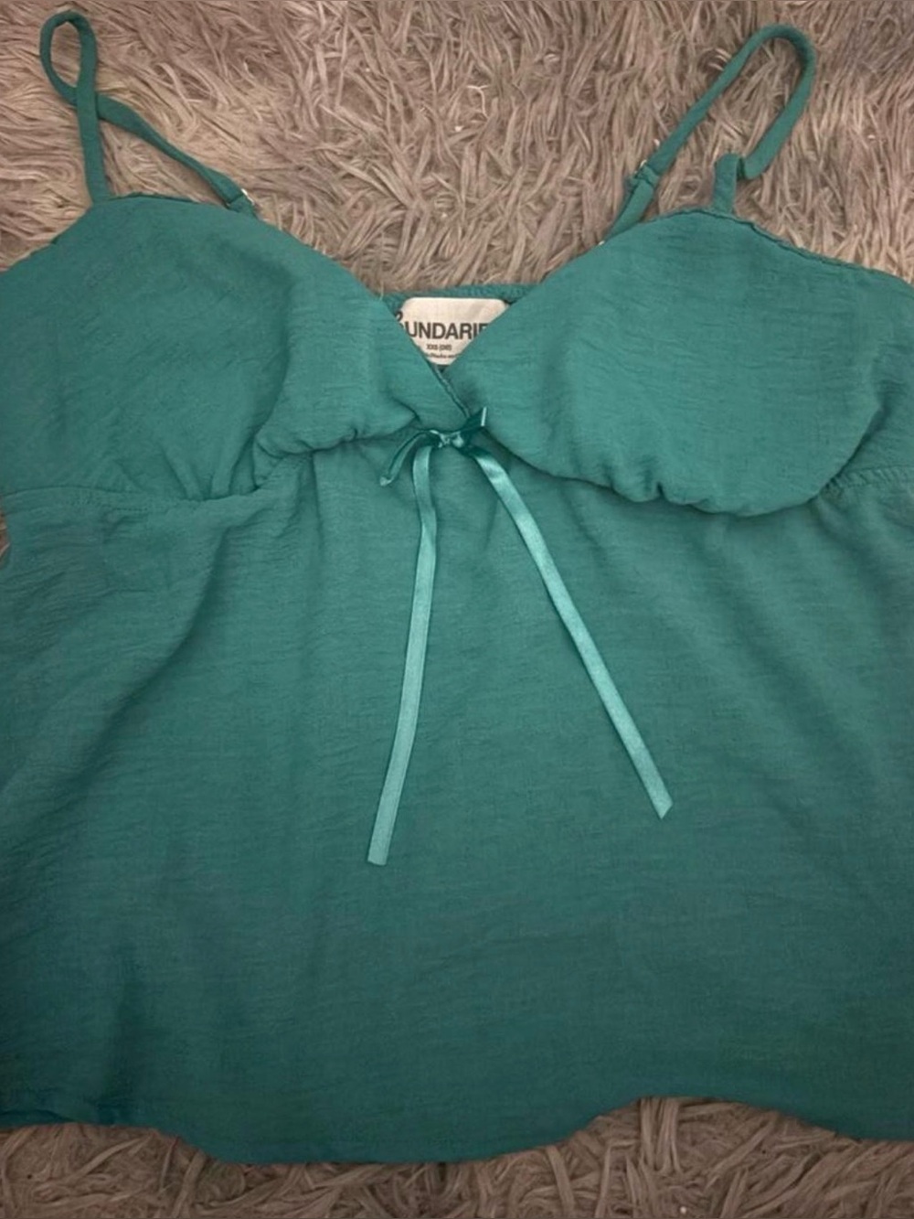 No Boundaries Teal Adjustable Strap Camisole with Front Tie